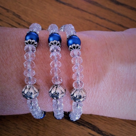 Sherry Moss Jewelry - 3 for $39 NEW Blue and Clear Crystal Wrap Bracelet